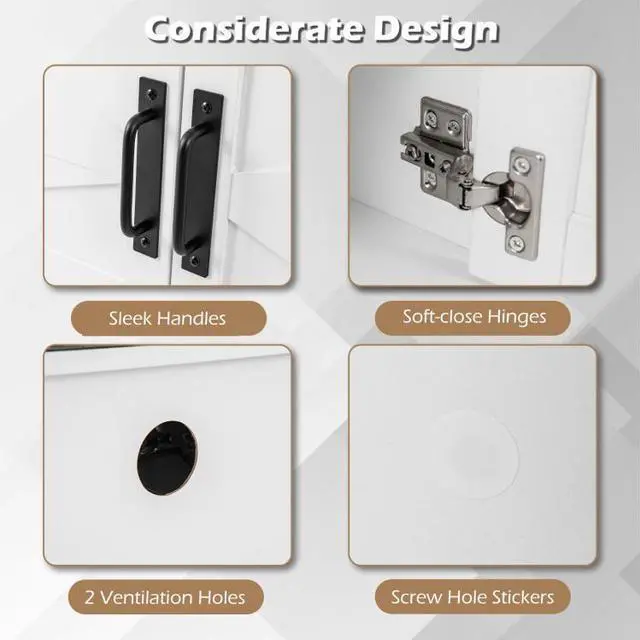 Alt view image 4 of 7 - SlickBlue Shoe Bench with Cushion Farmhouse Shoe Rack Organizer with 2 Barn Doors-White