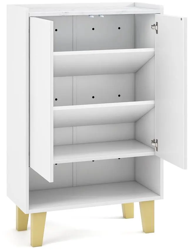 Alt view image 4 of 7 - SlickBlue 5-Tier Shoe Cabinet with Faux Marble Countertop and Flat Tilting Shelves-White