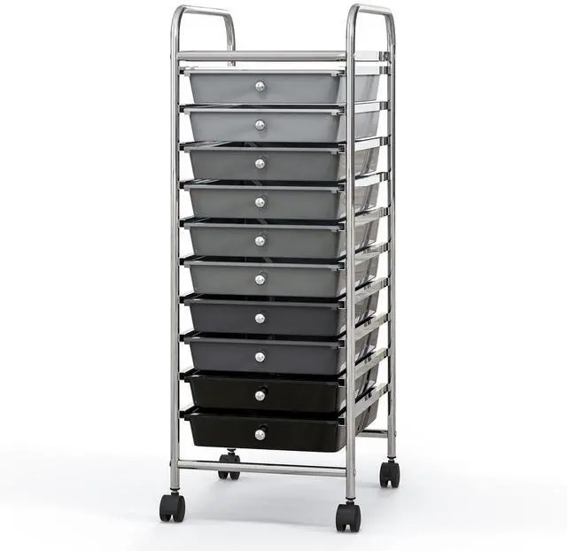 Alt view image 4 of 7 - SlickBlue 10 Drawer Rolling Storage Cart Organizer with 4 Universal Casters-Gradient Gray