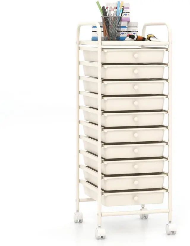 Main image of SlickBlue 10 Drawer Rolling Storage Cart Organizer with 4 Universal Casters-White