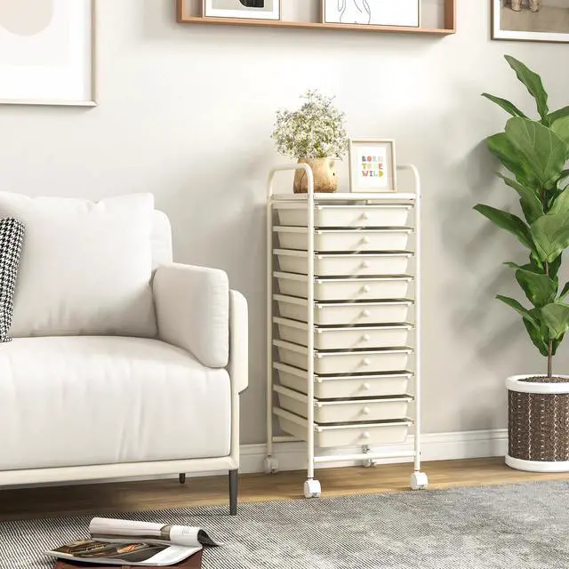 Alt view image 6 of 7 - SlickBlue 10 Drawer Rolling Storage Cart Organizer with 4 Universal Casters-White