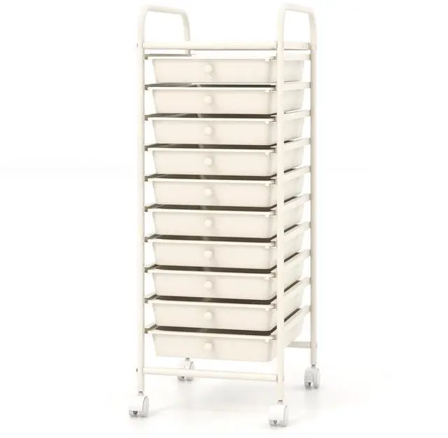 Alt view image 4 of 7 - SlickBlue 10 Drawer Rolling Storage Cart Organizer with 4 Universal Casters-White