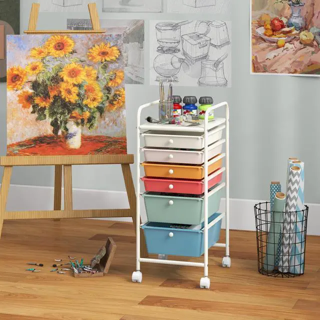 Alt view image 2 of 7 - SlickBlue 6 Drawers Rolling Storage Cart Organizer-Macaron
