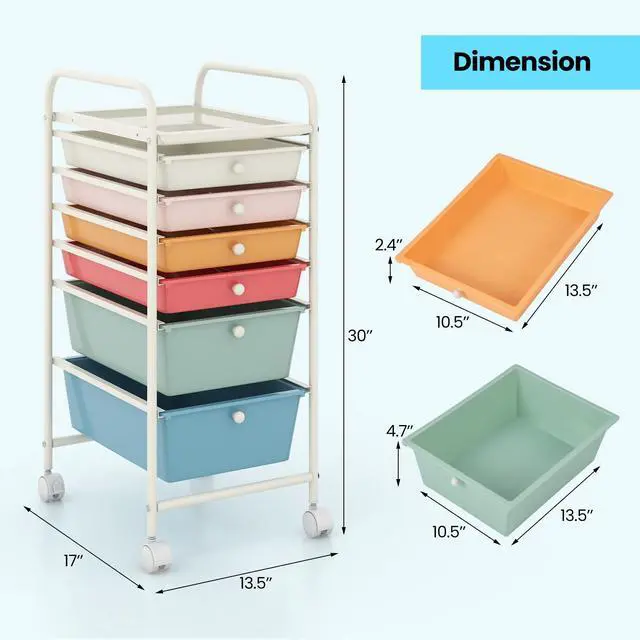 Alt view image 5 of 7 - SlickBlue 6 Drawers Rolling Storage Cart Organizer-Macaron
