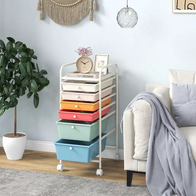 Alt view image 6 of 7 - SlickBlue 6 Drawers Rolling Storage Cart Organizer-Macaron