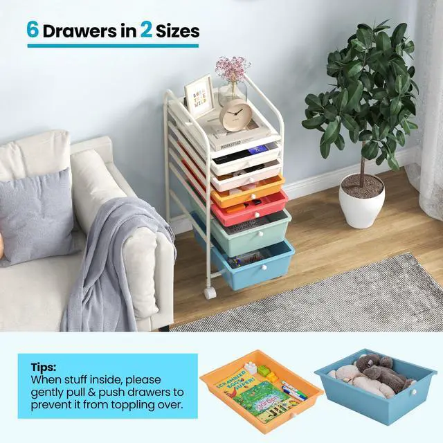 Alt view image 7 of 7 - SlickBlue 6 Drawers Rolling Storage Cart Organizer-Macaron