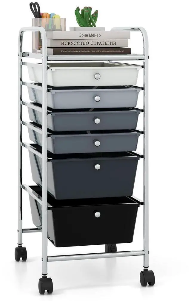Alt view image 4 of 7 - SlickBlue 6 Drawers Rolling Storage Cart Organizer-Mixed Black