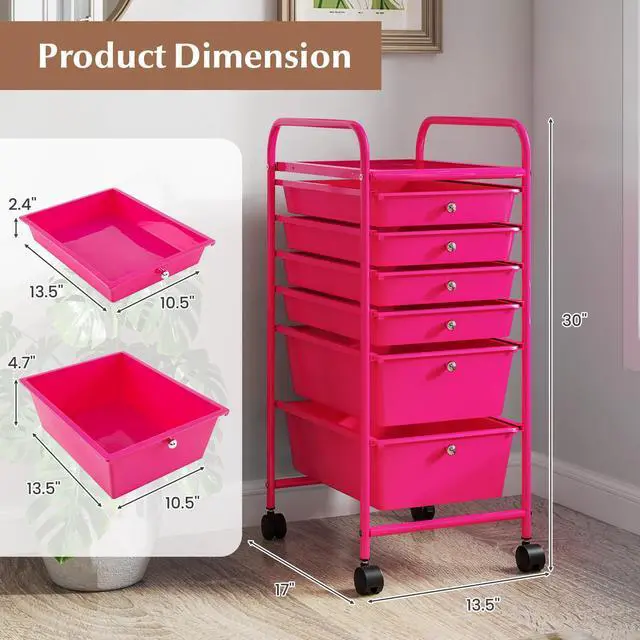 Alt view image 4 of 7 - SlickBlue Multifunctional 6 Drawers Rolling Storage Cart Organizer