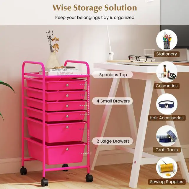 Alt view image 5 of 7 - SlickBlue Multifunctional 6 Drawers Rolling Storage Cart Organizer