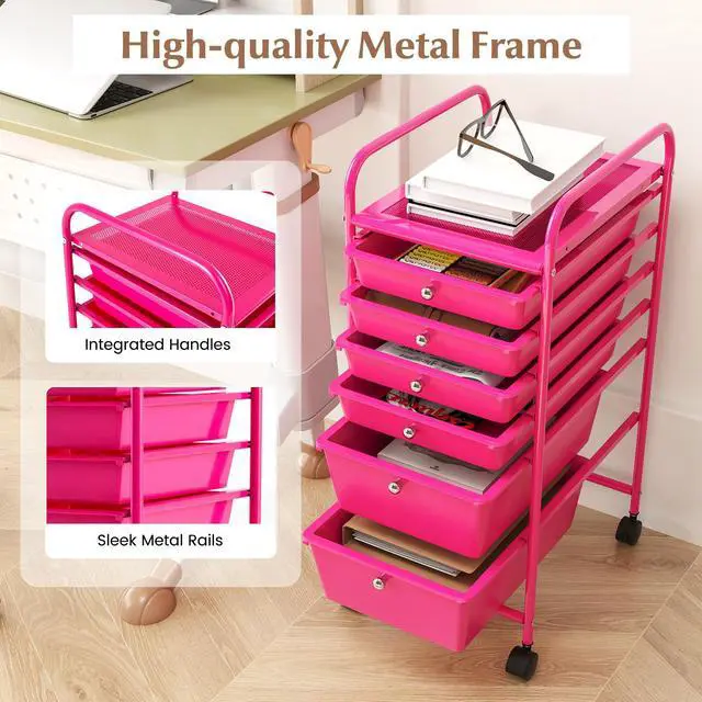 Alt view image 7 of 7 - SlickBlue Multifunctional 6 Drawers Rolling Storage Cart Organizer