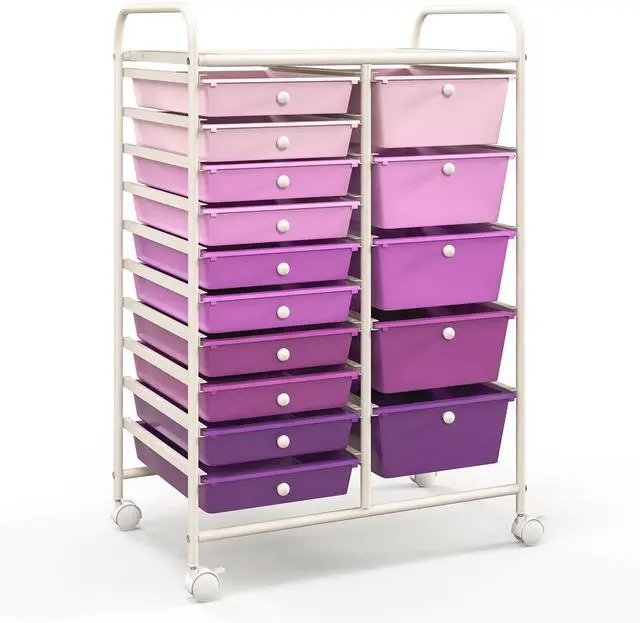 Main image of SlickBlue 15-Drawer Utility Rolling Organizer Cart Multi-Use Storage-Purple