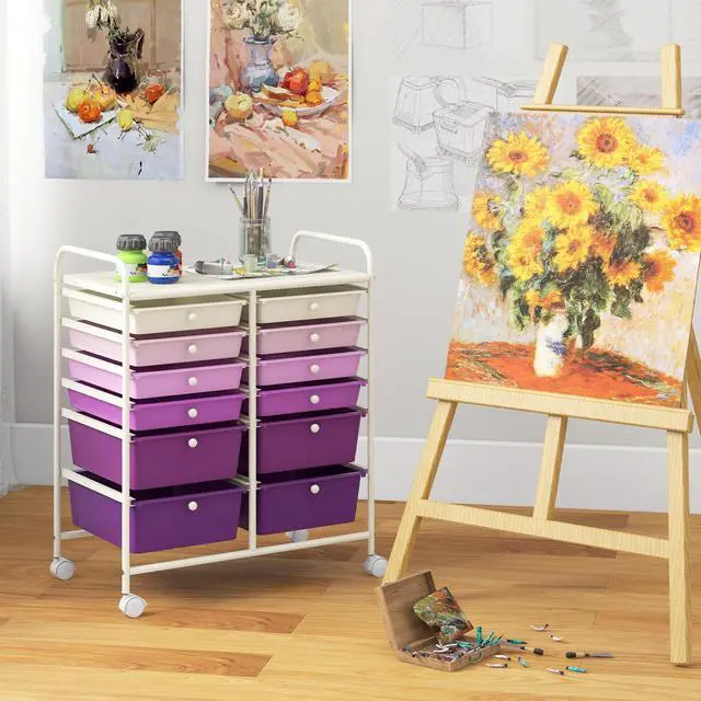 Alt view image 3 of 7 - SlickBlue 12-Drawer Rolling Storage Cart with Removable Drawers and Lockable Wheels