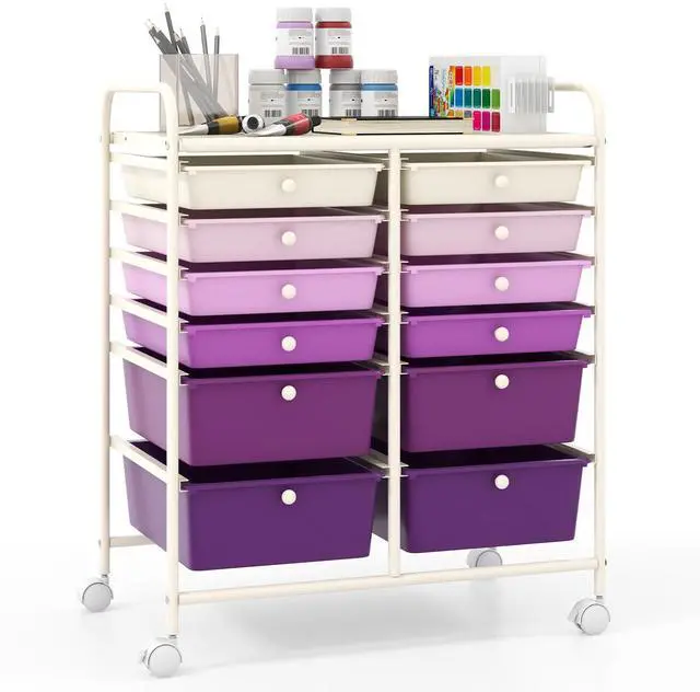 Alt view image 4 of 7 - SlickBlue 12-Drawer Rolling Storage Cart with Removable Drawers and Lockable Wheels