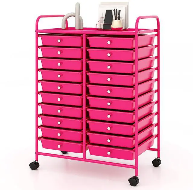 Main image of SlickBlue 20 Removable Drawers Rolling Storage Cart Studio Organizer-Pink