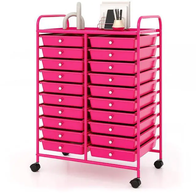 Alt view image 4 of 7 - SlickBlue 20 Removable Drawers Rolling Storage Cart Studio Organizer-Pink