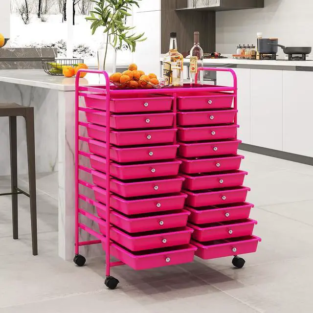 Alt view image 3 of 7 - SlickBlue 20 Removable Drawers Rolling Storage Cart Studio Organizer-Pink