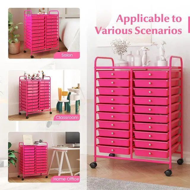 Alt view image 7 of 7 - SlickBlue 20 Removable Drawers Rolling Storage Cart Studio Organizer-Pink