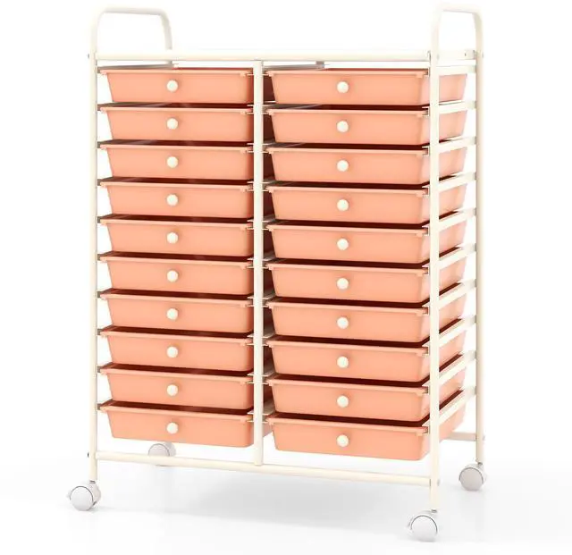 Alt view image 4 of 7 - SlickBlue 20 Drawers Rolling Storage Cart Studio Organizer-Peach