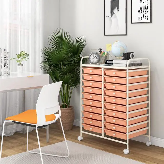 Alt view image 3 of 7 - SlickBlue 20 Drawers Rolling Storage Cart Studio Organizer-Peach