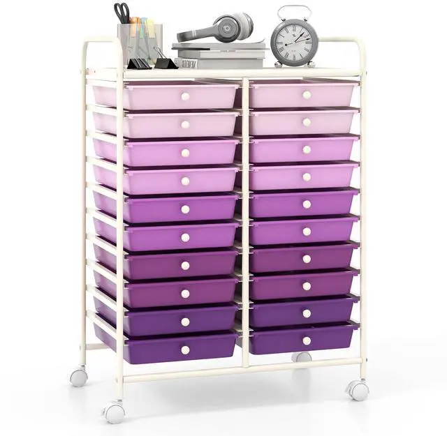 Main image of SlickBlue 20 Drawers Rolling Storage Cart Studio Organizer-Purple