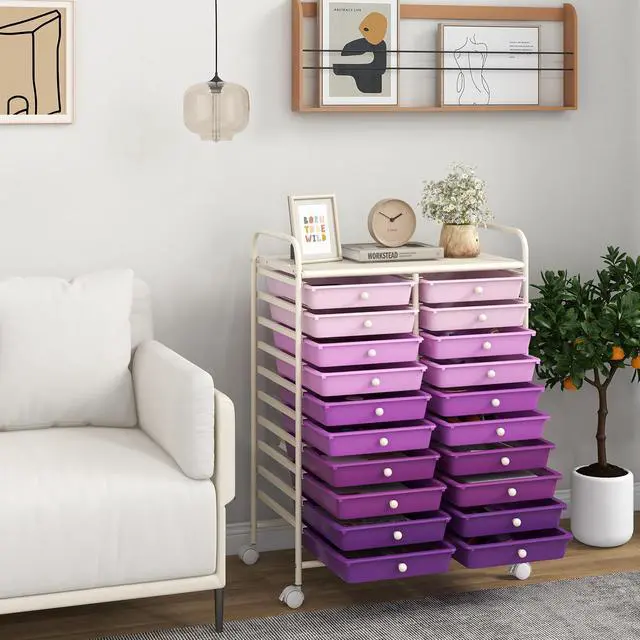 Alt view image 2 of 7 - SlickBlue 20 Drawers Rolling Storage Cart Studio Organizer-Purple