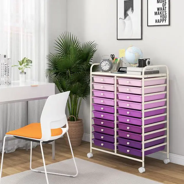 Alt view image 3 of 7 - SlickBlue 20 Drawers Rolling Storage Cart Studio Organizer-Purple