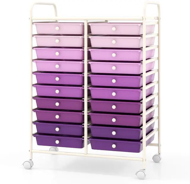 Alt view image 4 of 7 - SlickBlue 20 Drawers Rolling Storage Cart Studio Organizer-Purple