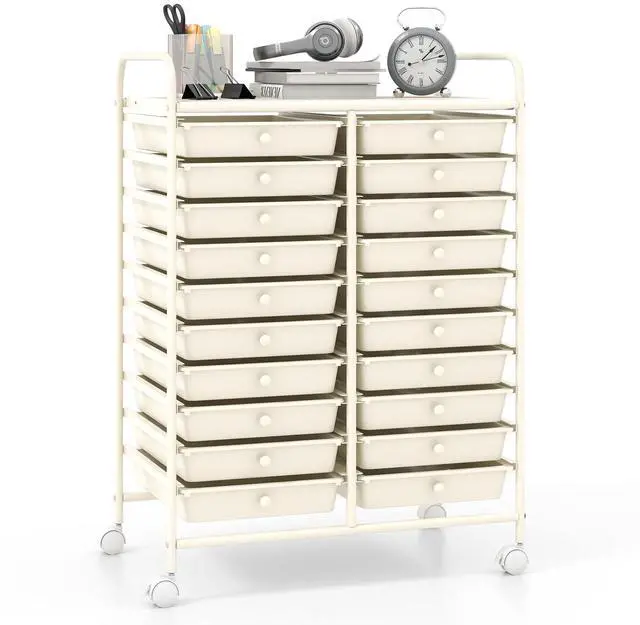 Main image of SlickBlue 20 Drawers Rolling Storage Cart Studio Organizer-Beige