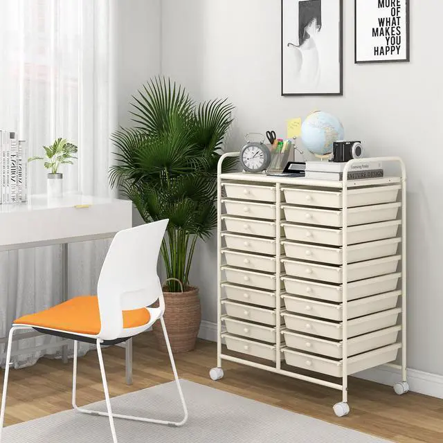 Alt view image 3 of 7 - SlickBlue 20 Drawers Rolling Storage Cart Studio Organizer-Beige