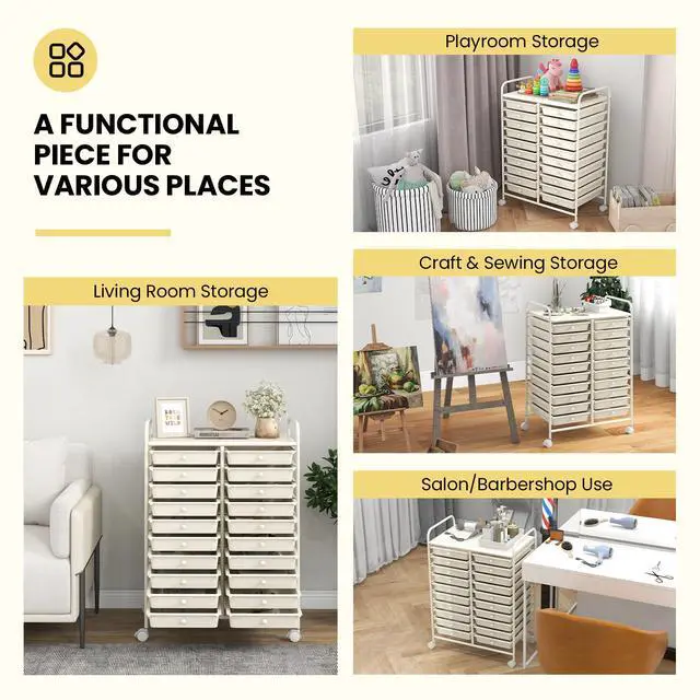 Alt view image 6 of 7 - SlickBlue 20 Drawers Rolling Storage Cart Studio Organizer-Beige