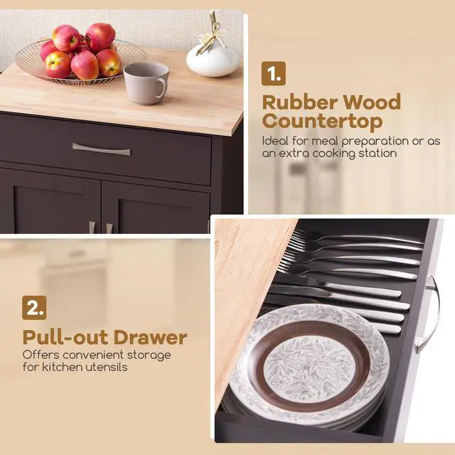 Alt view image 7 of 7 - SlickBlue Rolling Kitchen Island Cart with Drawer and Towel Rack