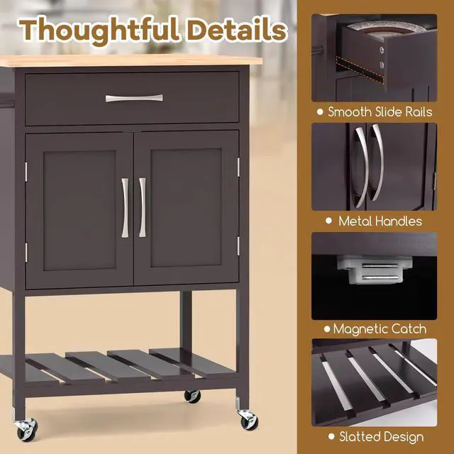 Alt view image 6 of 7 - SlickBlue Rolling Kitchen Island Cart with Drawer and Towel Rack