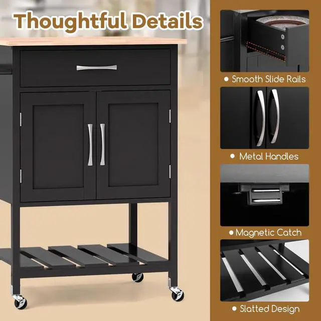 Alt view image 6 of 7 - SlickBlue Rolling Kitchen Island Cart with Drawer and Towel Rack
