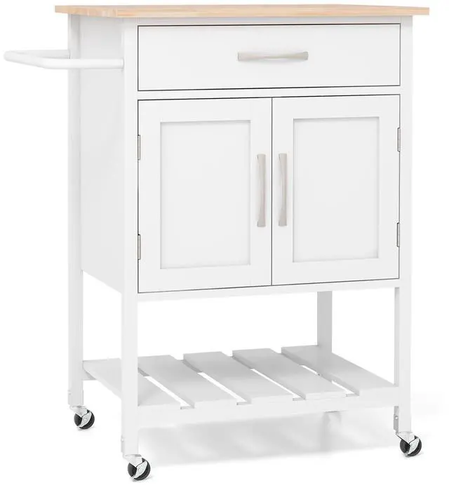 Alt view image 4 of 7 - SlickBlue Rolling Kitchen Island Cart with Drawer and Towel Rack