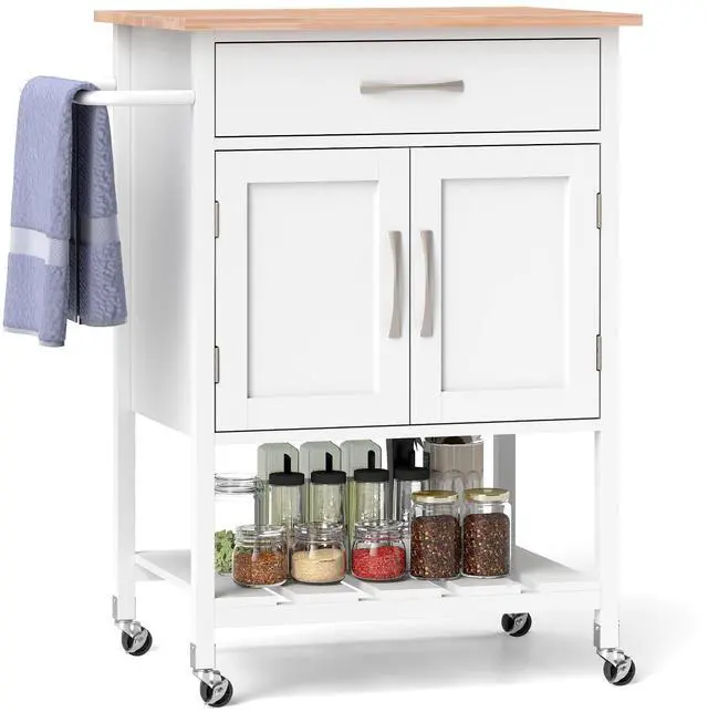 Main image of SlickBlue Rolling Kitchen Island Cart with Drawer and Towel Rack