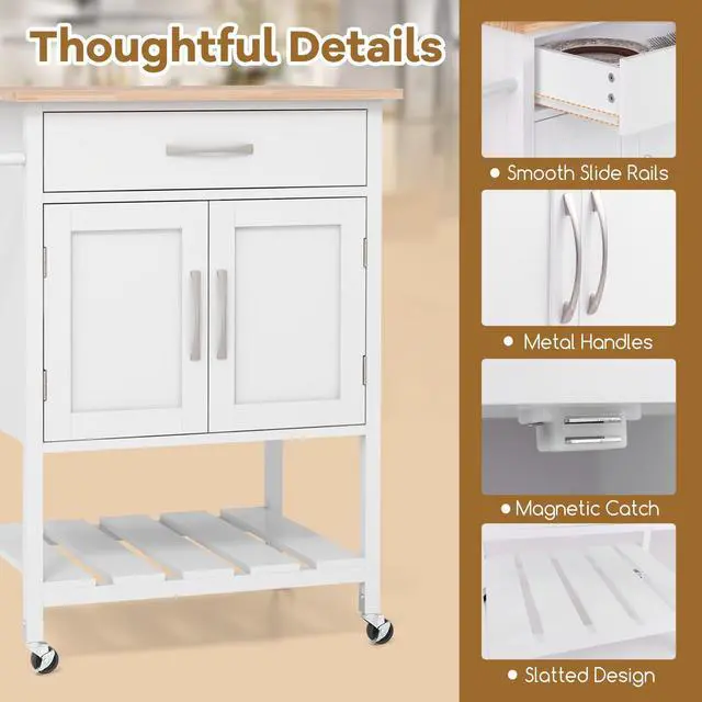 Alt view image 6 of 7 - SlickBlue Rolling Kitchen Island Cart with Drawer and Towel Rack
