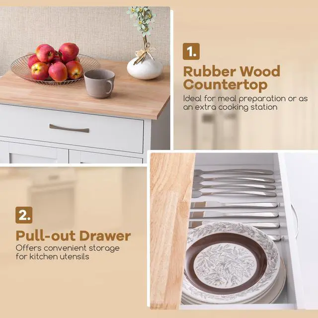 Alt view image 7 of 7 - SlickBlue Rolling Kitchen Island Cart with Drawer and Towel Rack