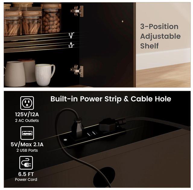 Alt view image 6 of 7 - SlickBlue Drop Leaf Mobile Kitchen Island Cart with Power Outlet and Adjustable Shelf