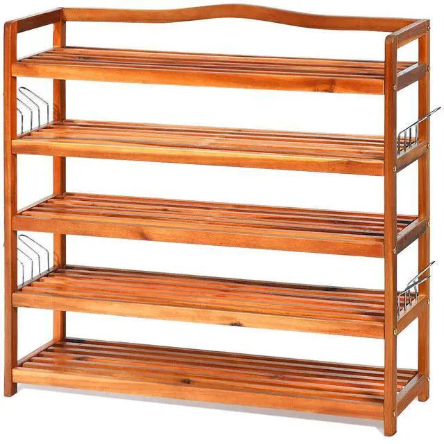Alt view image 3 of 3 - SlickBlue 5-Tier Wood Large Shoe Rack Holds up 12-18 Pairs