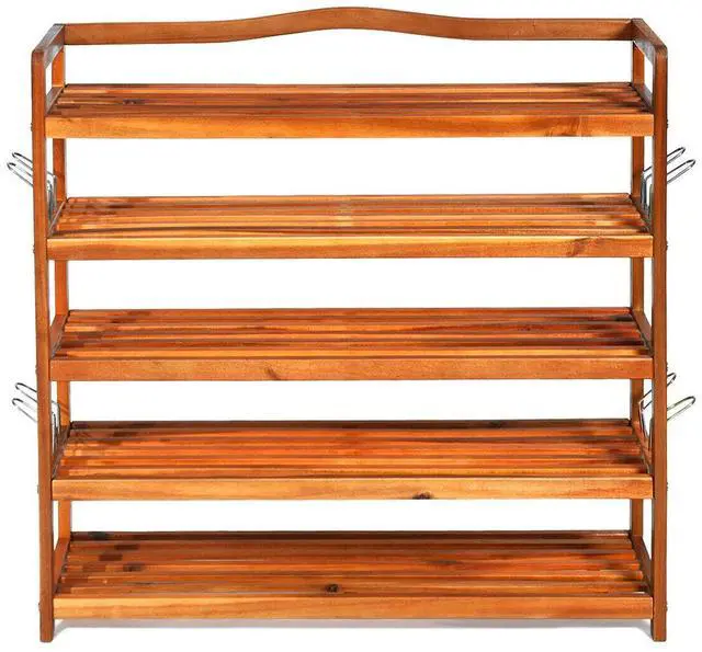 Main image of SlickBlue 5-Tier Wood Large Shoe Rack Holds up 12-18 Pairs