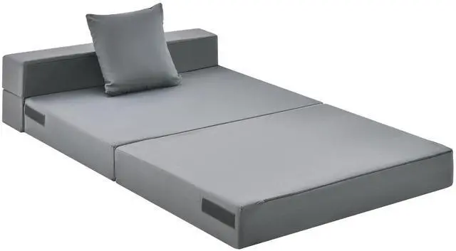 Alt view image 4 of 7 - SlickBlue 6 Inch Tri-fold Sofa Bed Folding Mattress with Pillow-Dark Gray