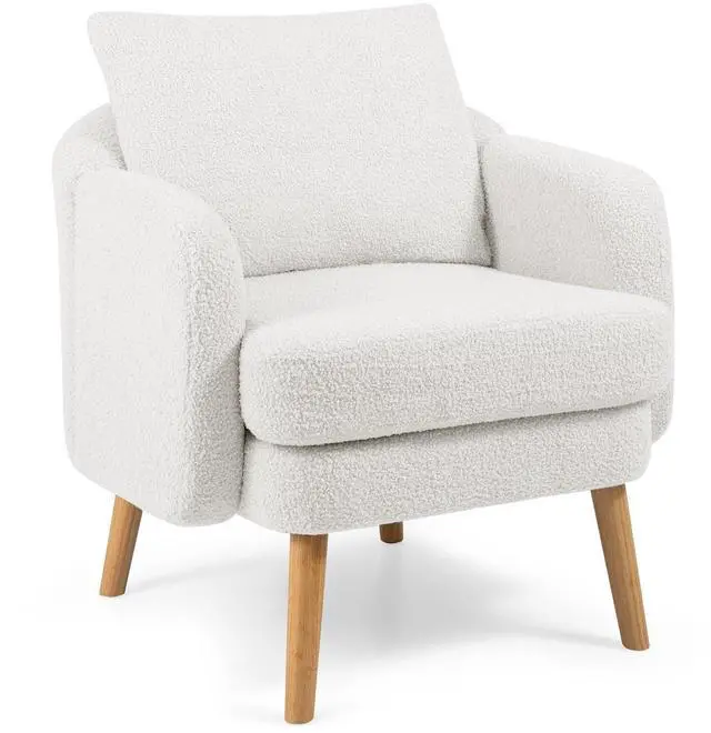 Main image of SlickBlue Sherpa Accent Chair Modern Living Room Chair with Seat Cushion-White