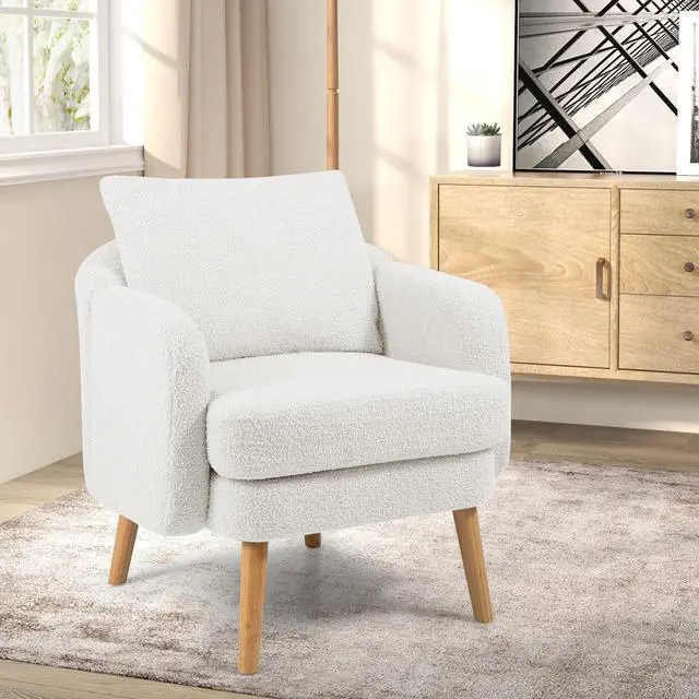 Alt view image 3 of 7 - SlickBlue Sherpa Accent Chair Modern Living Room Chair with Seat Cushion-White