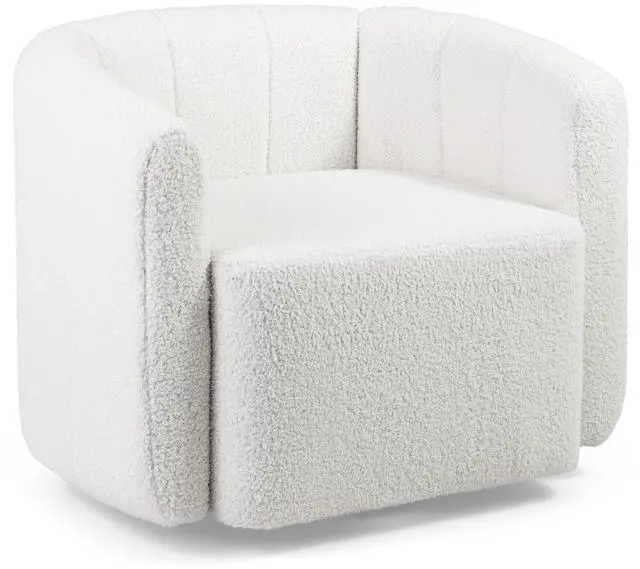 Main image of SlickBlue Modern Upholstered Sherpa Accent Chair with Curved Backrest and Armrests-White