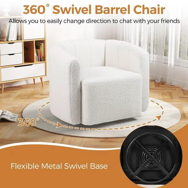 Alt view image 6 of 7 - SlickBlue Modern Upholstered Sherpa Accent Chair with Curved Backrest and Armrests-White