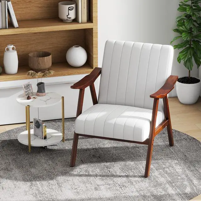 Alt view image 2 of 7 - SlickBlue Modern Accent Chair Leisure Armchair with Felt Pads-Beige