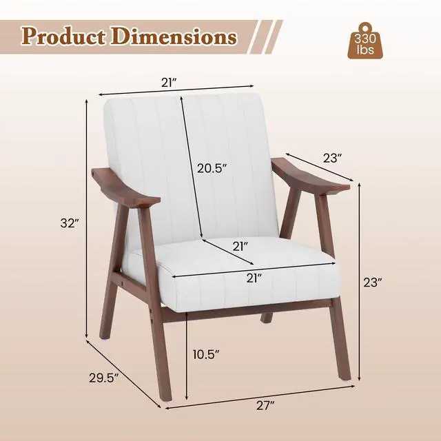 Alt view image 4 of 7 - SlickBlue Modern Accent Chair Leisure Armchair with Felt Pads-Beige