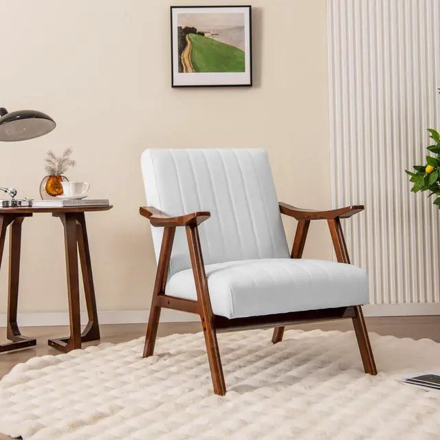 Alt view image 3 of 7 - SlickBlue Modern Accent Chair Leisure Armchair with Felt Pads-Beige