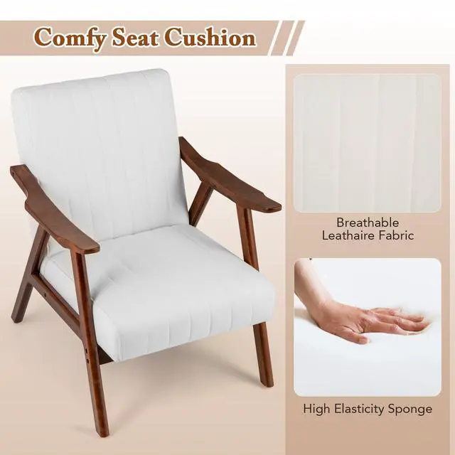 Alt view image 7 of 7 - SlickBlue Modern Accent Chair Leisure Armchair with Felt Pads-Beige