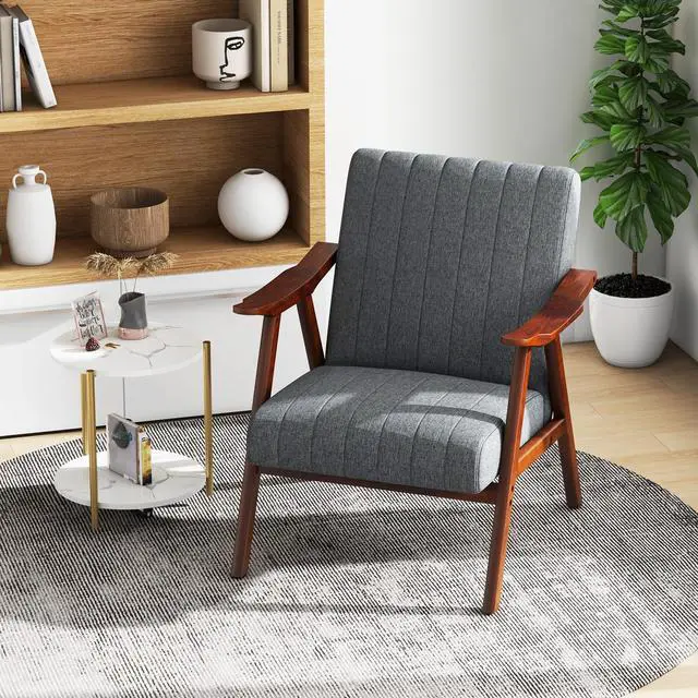 Alt view image 2 of 7 - SlickBlue Modern Accent Chair Leisure Armchair with Felt Pads-Light Gray
